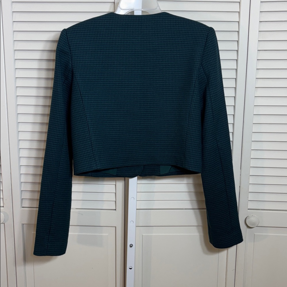 Favorite Daughter Dark Teal Cropped Button Houndstooth Emily Jacket XS - Picture 11 of 16